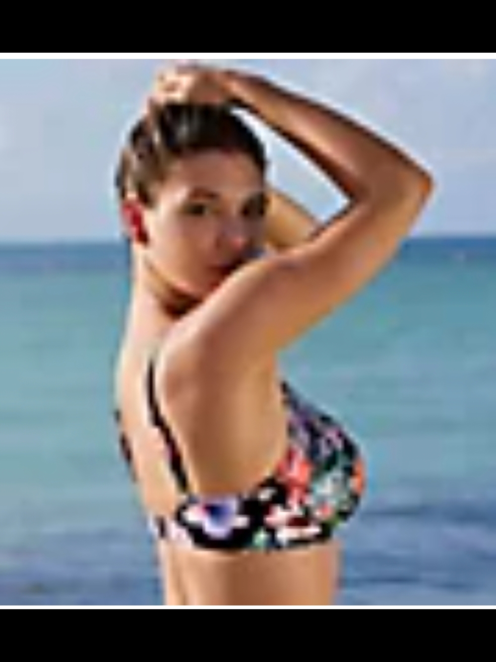 Freya Black Floral Bikini Top with Multicolor Blooms